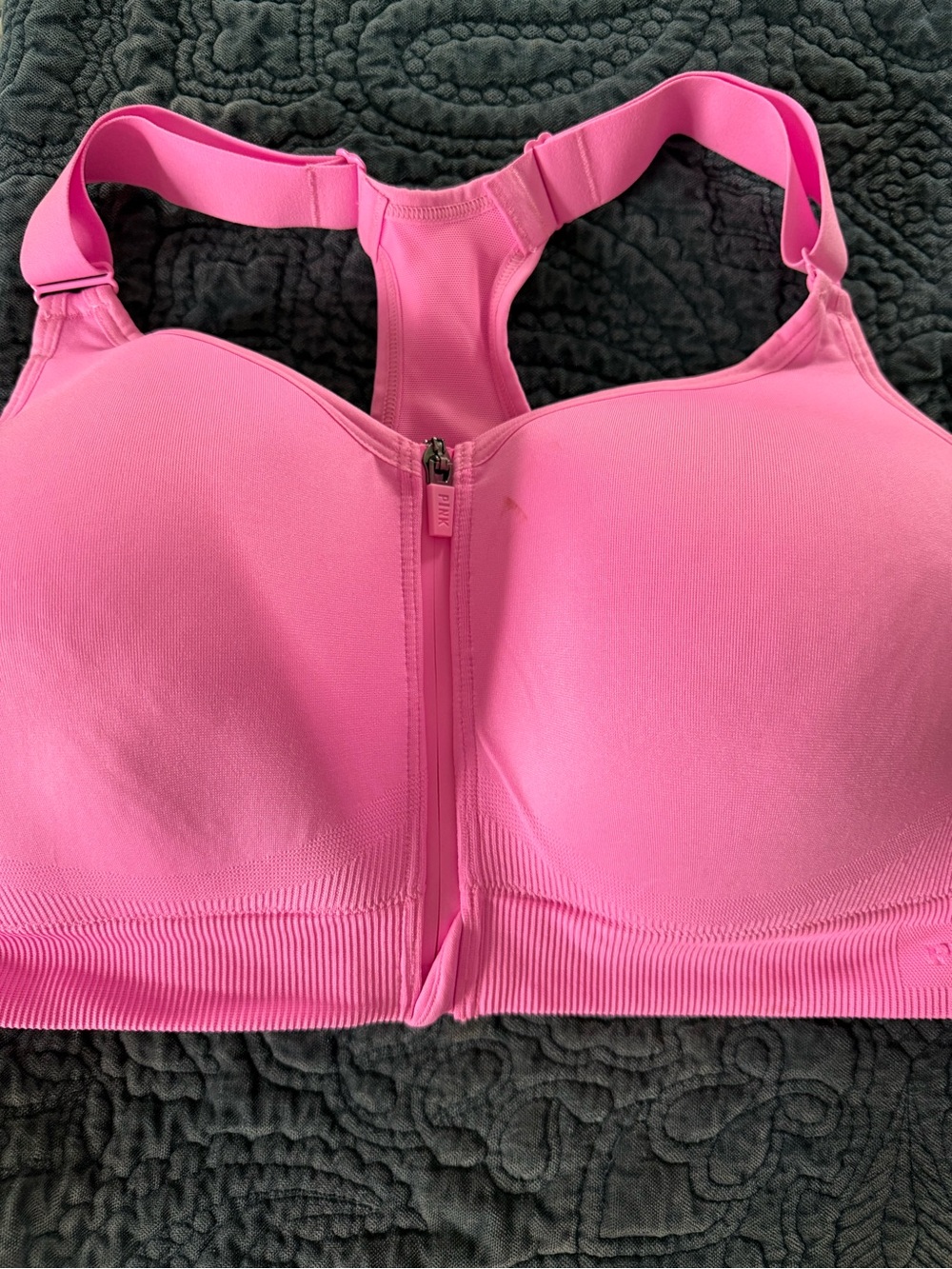 Pink Front-Zip Pink Sports Bra - Women Intimates & Sleepwear